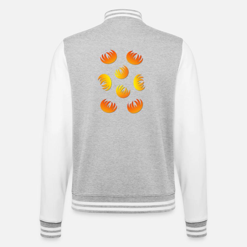 Flame Ring Pattern Yellow Orange - College Sweat Jacket - heather grey/white