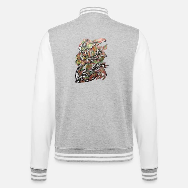 Motif éclatant de paon feuille - Veste Teddy - gris chiné / blanc