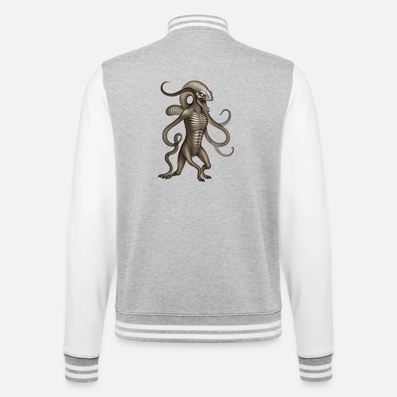 BUG #7 - dark hell - Veste Teddy - gris chiné / blanc