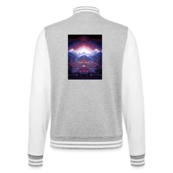 Psy Art - Pagoda in Mountain Landscape - College Sweat Jacket - heather grey/white - Back - Marisol (170cm)