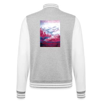 Psy-Art | Tempel im Himalaya - College-Sweatjacke - Grau meliert/Weiß - Hinten - Marisol (170cm)