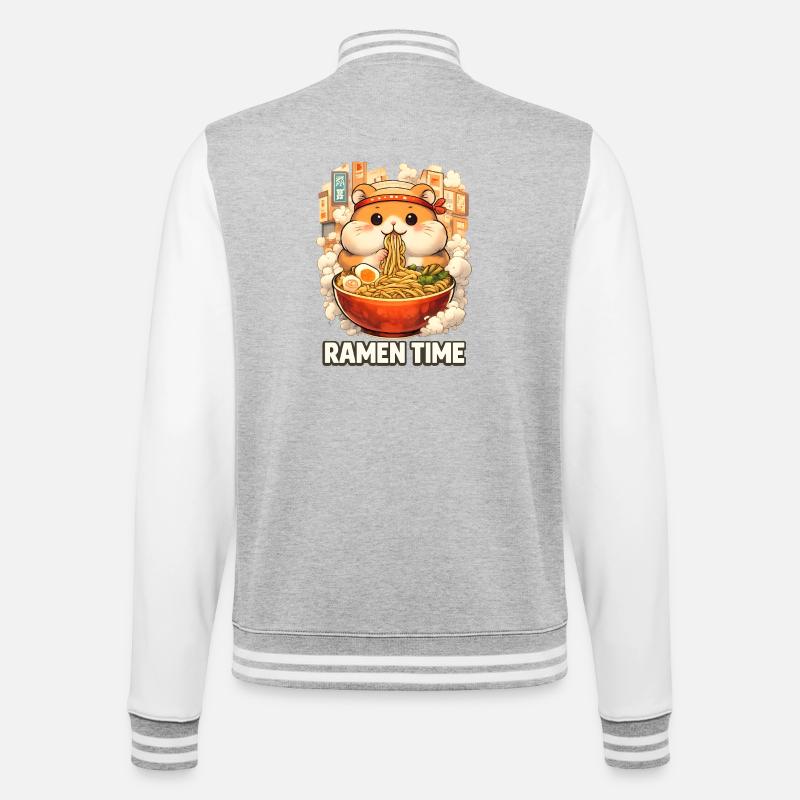 Ramen Hamster  - College-Sweatjacke - Grau meliert/Weiß