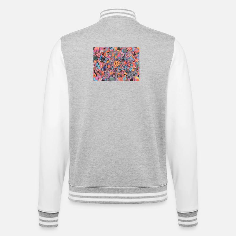 Bitcoin Bazooka – PopArt 3 - College-Sweatjacke - Grau meliert/Weiß
