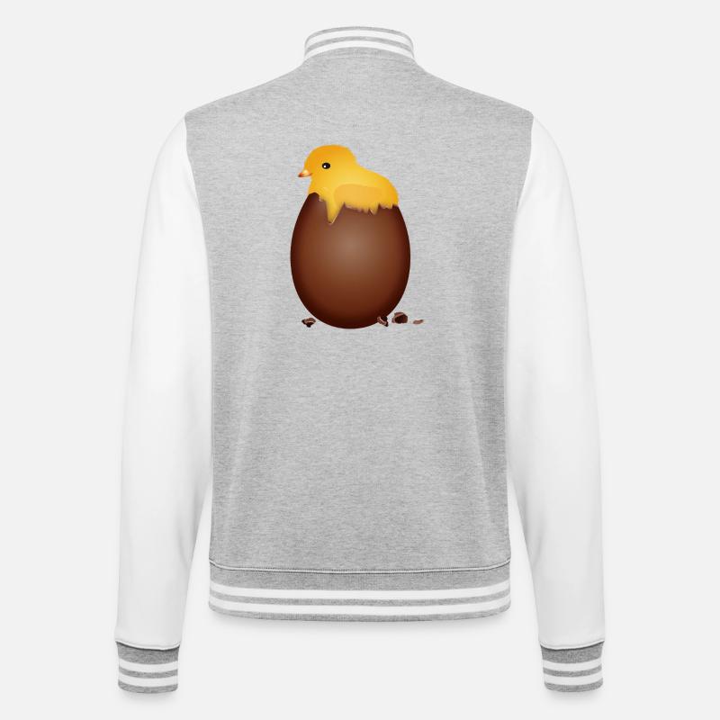 Chocolate Easter Egg with Cute Chick - College Sweat Jacket - heather grey/white