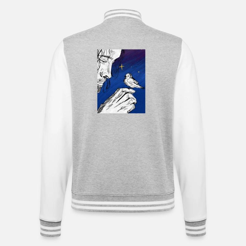 Numéro un sous la lune - Veste Teddy - gris chiné / blanc