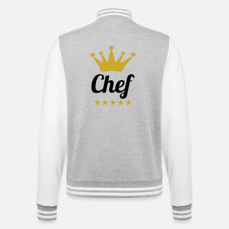 Chef Toque – Küche – Koch - College-Sweatjacke - Grau meliert/Weiß