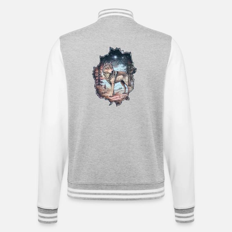 Wolf - College Sweat Jacket - heather grey/white