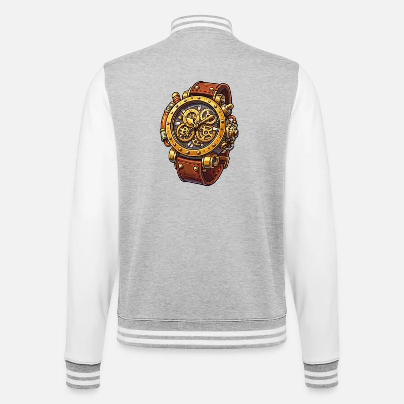 Conception du chrono à mouvement steampunk - Veste Teddy - gris chiné / blanc