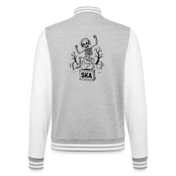 Squelette ska dansant dans le cimetière - Veste Teddy - gris chiné / blanc - Dos - Marisol (170cm)