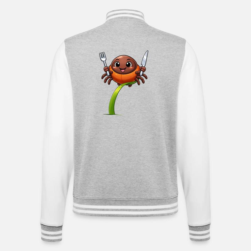 Tick drôle avec des couverts - Veste Teddy - gris chiné / blanc