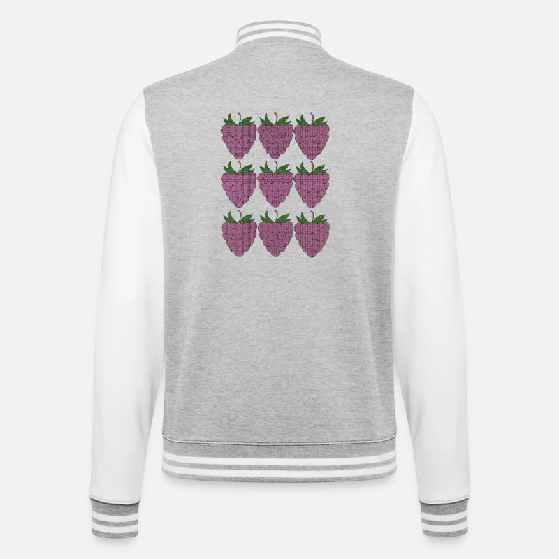 raspberry pattern textile - College Sweat Jacket - heather grey/white