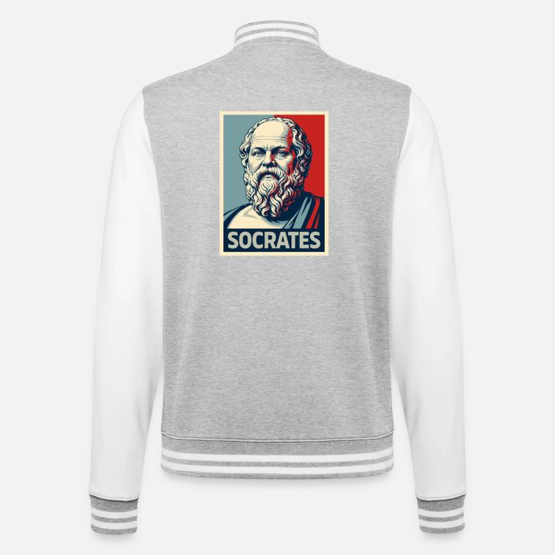 Socrates Pop Art Portrait - College Sweat Jacket - heather grey/white