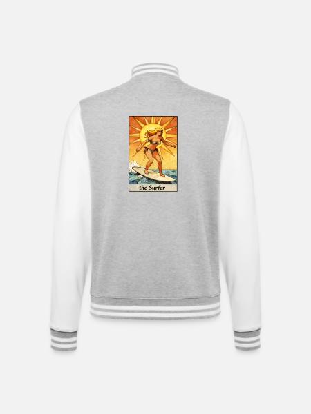 Surfer Girl Vintage-Tarotkarte - College-Sweatjacke - Grau meliert/Weiß