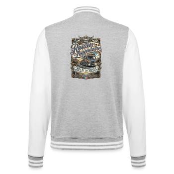 Routier chauffeur poids lourd camion route vintage - Veste Teddy - gris chiné / blanc - Dos - Marisol (170cm)