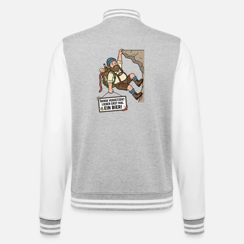 Berge versetzen Bier Humor - College-Sweatjacke - Grau meliert/Weiß