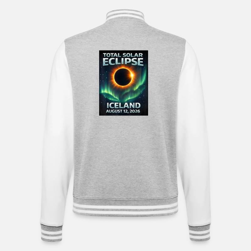 Total Solar Eclipse Iceland 2026 Reykjavik - College Sweat Jacket - heather grey/white