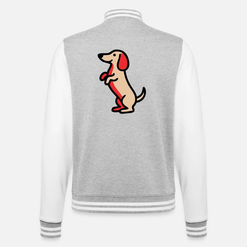 Petit teckel Mec Comic - Veste Teddy - gris chiné / blanc