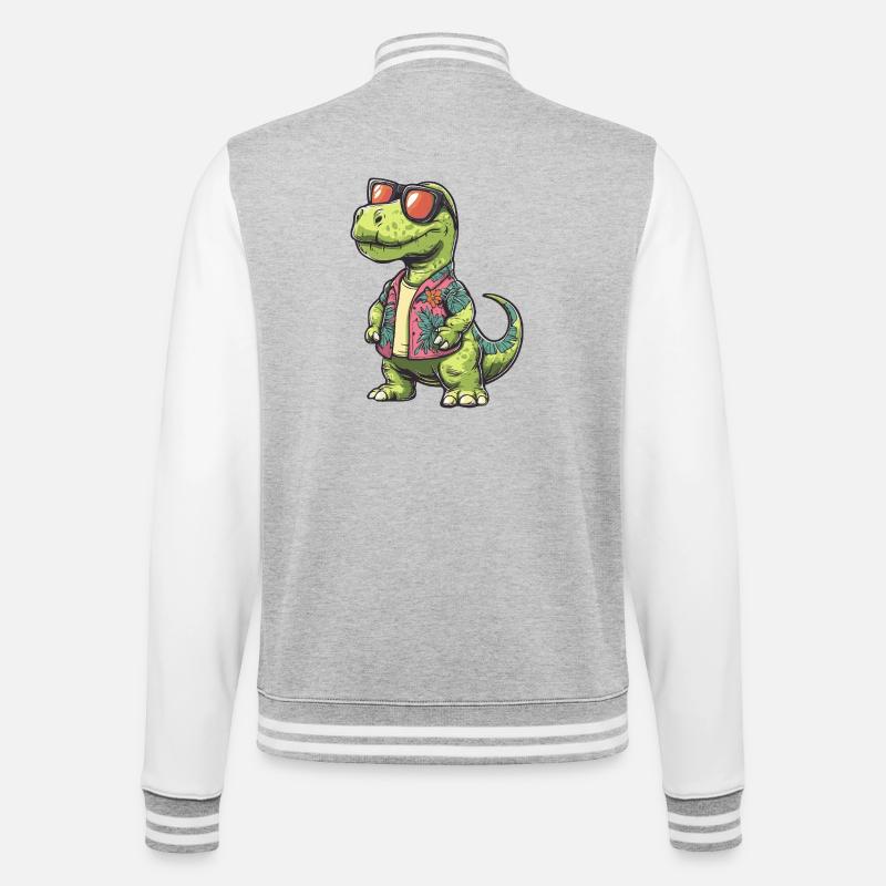Dinosaurier brontosaurus Comic Urlaub - College-Sweatjacke - Grau meliert/Weiß