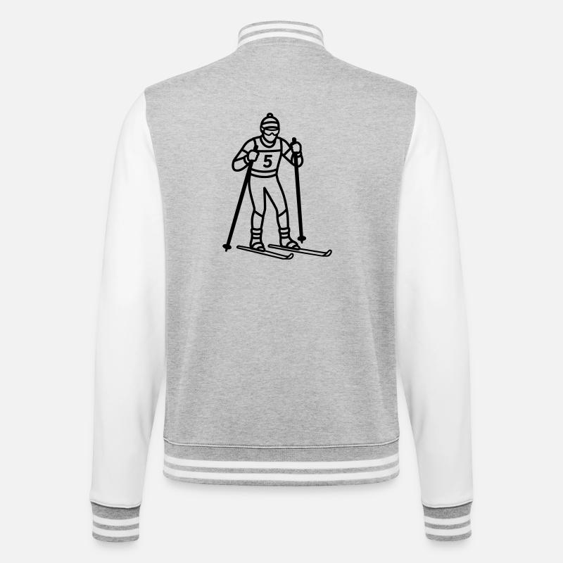 Langlauf - College-Sweatjacke - Grau meliert/Weiß