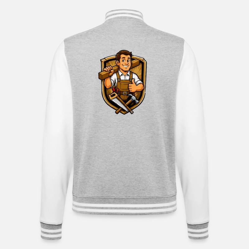 Blason artisan Charpentier - Veste Teddy - gris chiné / blanc