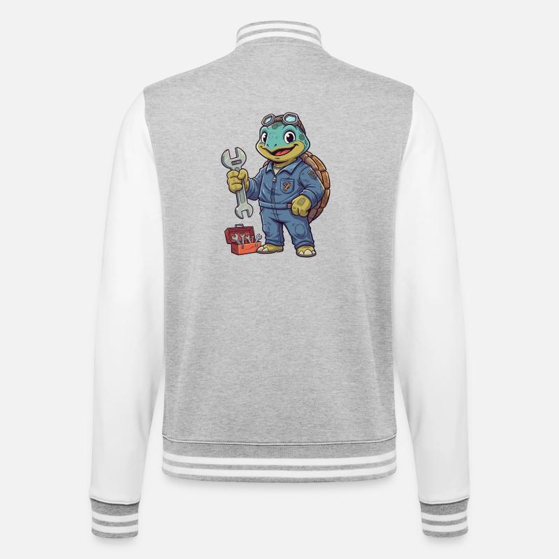 Turtle Mechanic Hero - College Sweat Jacket - heather grey/white