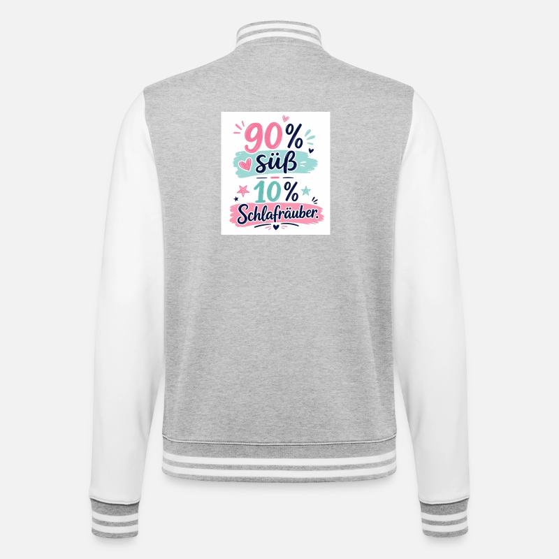 90% süß 10% Schlafräuber - College-Sweatjacke - Grau meliert/Weiß