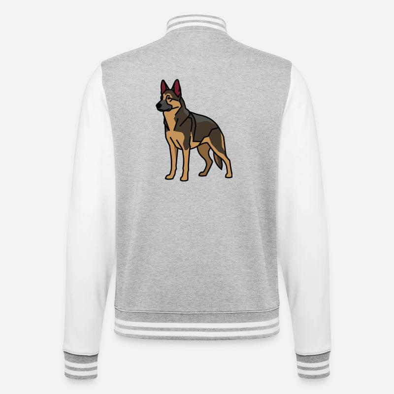 Deutscher Schäferhund - College-Sweatjacke - Grau meliert/Weiß