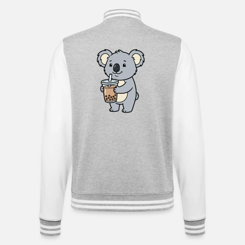 Bubble tea au koala - Veste Teddy - gris chiné / blanc