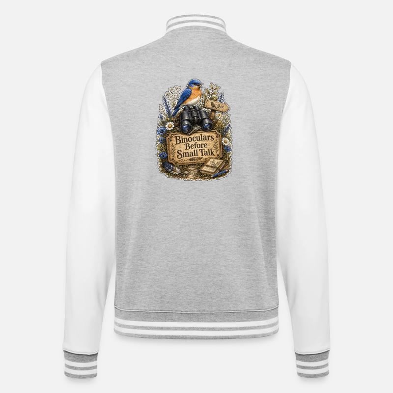 Binoculars Before Small Talk Clouds - College Sweat Jacket - heather grey/white