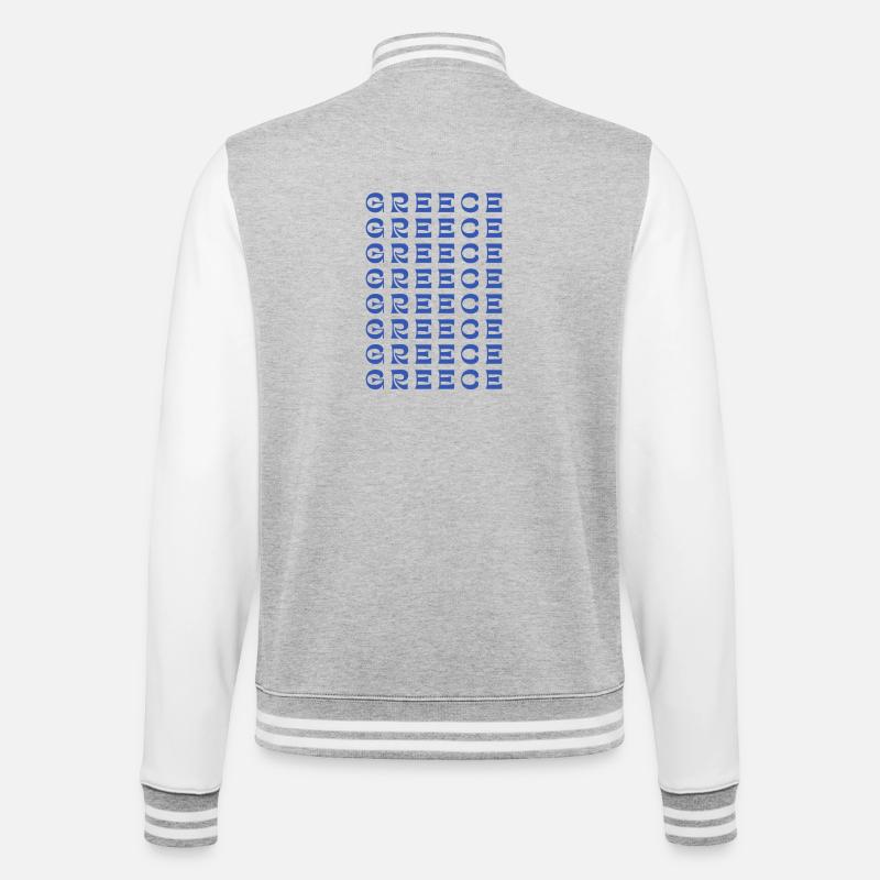 Greece Grid Blue Typography - College Sweat Jacket - heather grey/white