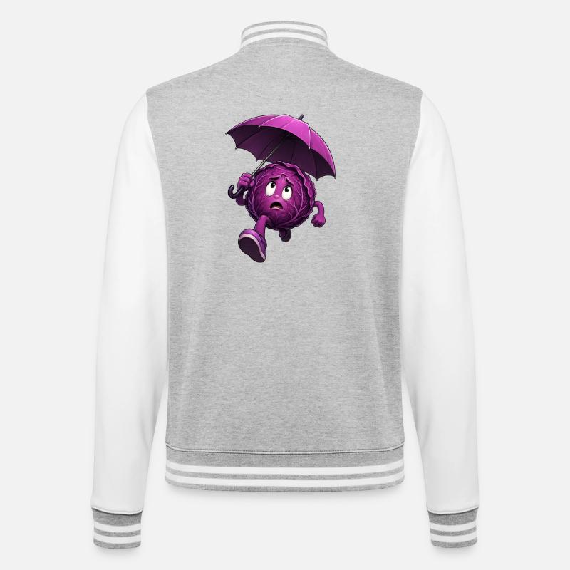 Red cabbage with umbrella - College Sweat Jacket - heather grey/white