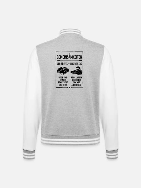 Büffel und Zug - College-Sweatjacke - Grau meliert/Weiß
