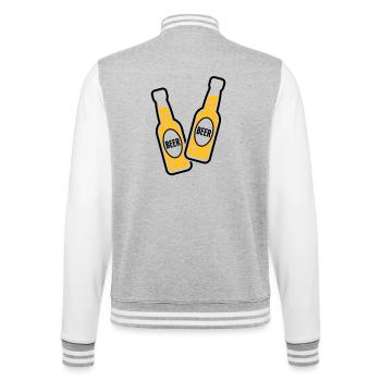 2 Toasting Beer Bottles (Beery / POS 2C) - College Sweat Jacket - heather grey/white - Back - Marisol (170cm)