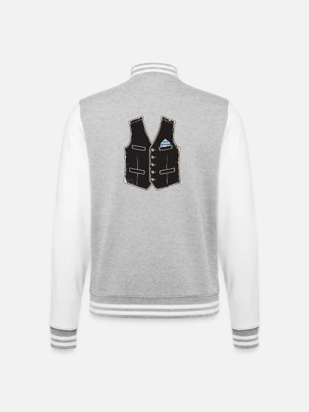 Trachten Ersatz - College-Sweatjacke - Grau meliert/Weiß