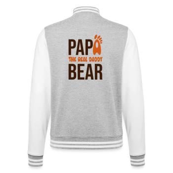 Papá Oso: El Real Daddy - College-Sweatjacke - Grau meliert/Weiß - Hinten - Marisol (170cm)