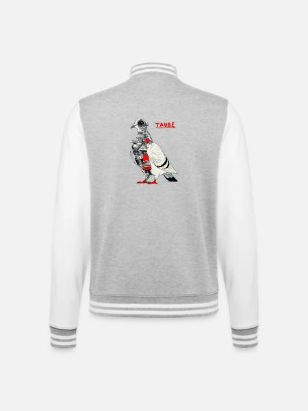 T.A.U.B.E. - College-Sweatjacke - Grau meliert/Weiß