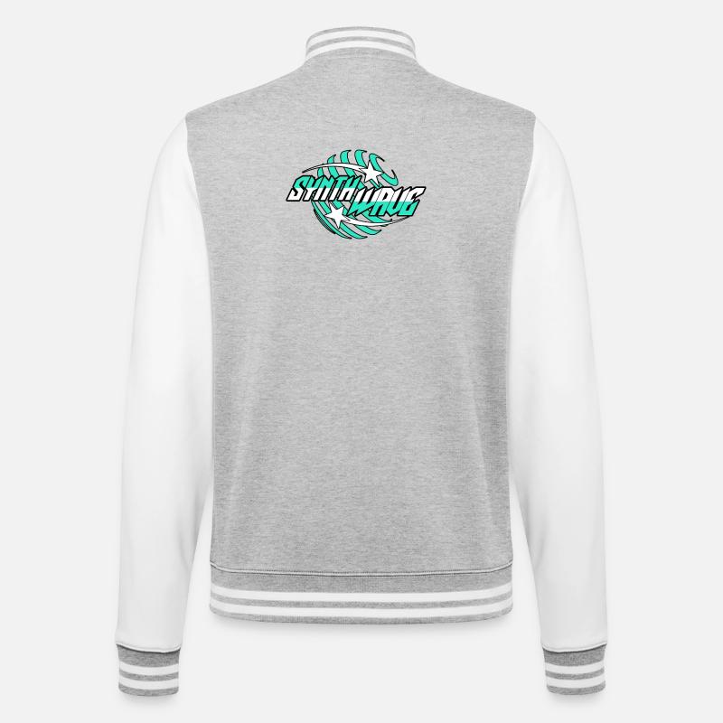 Synth Wave Synthesizer - College Sweat Jacket - heather grey/white