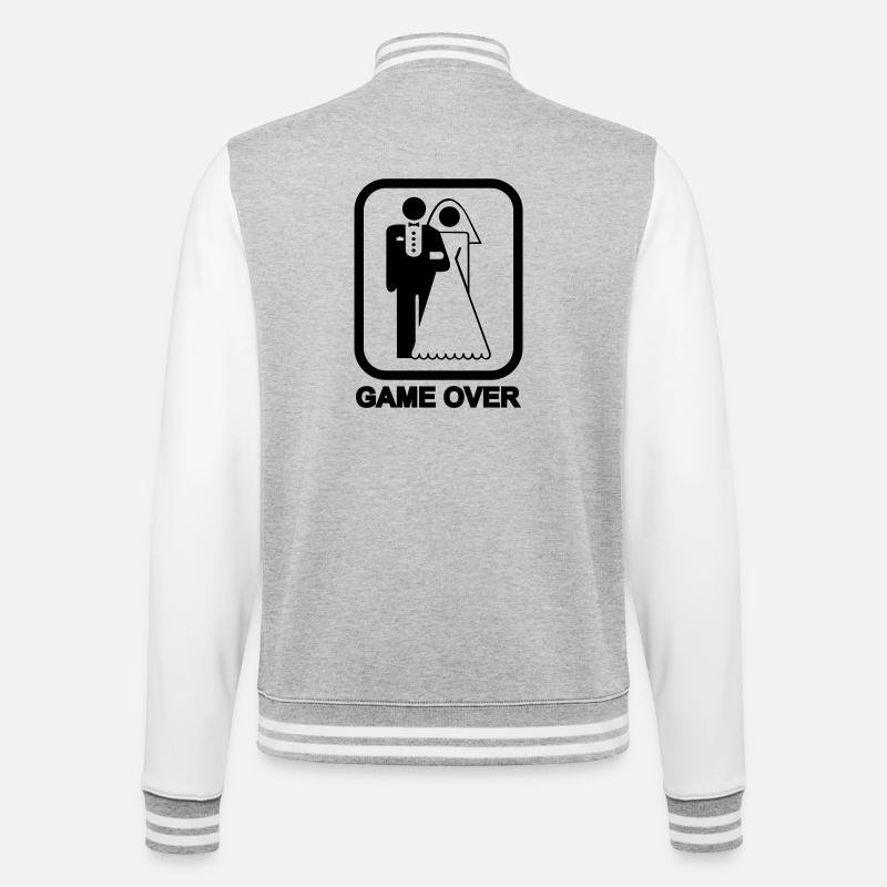 Game Over - College-Sweatjacke - Grau meliert/Weiß