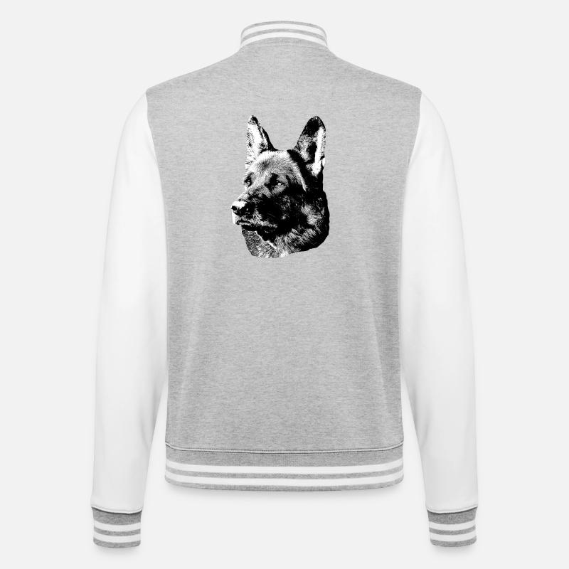 German Shepherd,Dog head,German Shepherd,Dogs - College Sweat Jacket - heather grey/white
