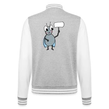 Fliege mit Schild - College-Sweatjacke - Grau meliert/Weiß - Hinten - Marisol (170cm)
