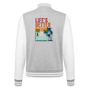 Life's better down the shore - College Sweat Jacket - heather grey/white - Back - Marisol (170cm)