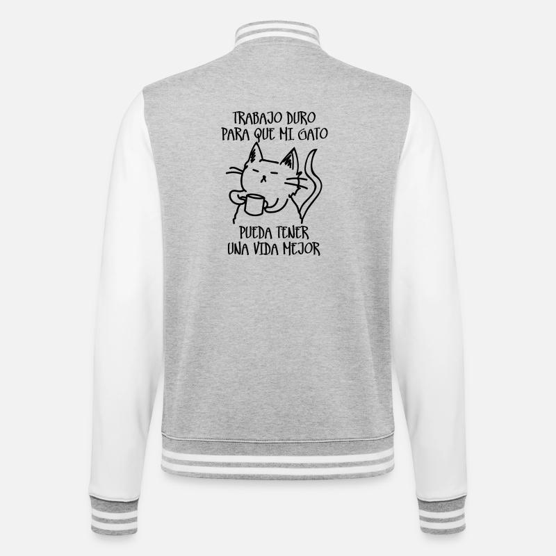 Harte Arbeit - College-Sweatjacke - Grau meliert/Weiß
