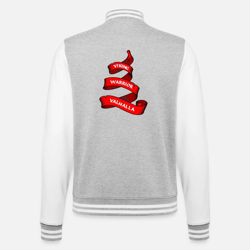 Wikinger Wimpel oder Banner rot - College-Sweatjacke - Grau meliert/Weiß