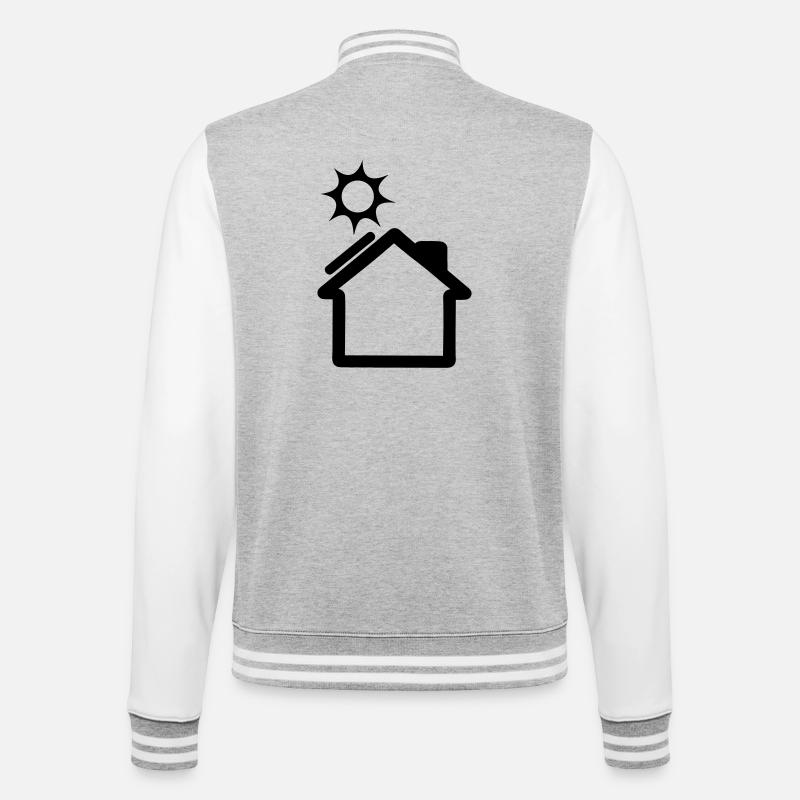 Solar panel on house logo - College Sweat Jacket - heather grey/white