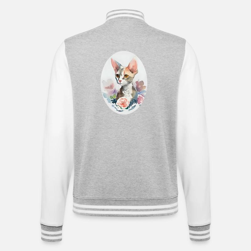 Devon Rex - College Sweat Jacket - heather grey/white