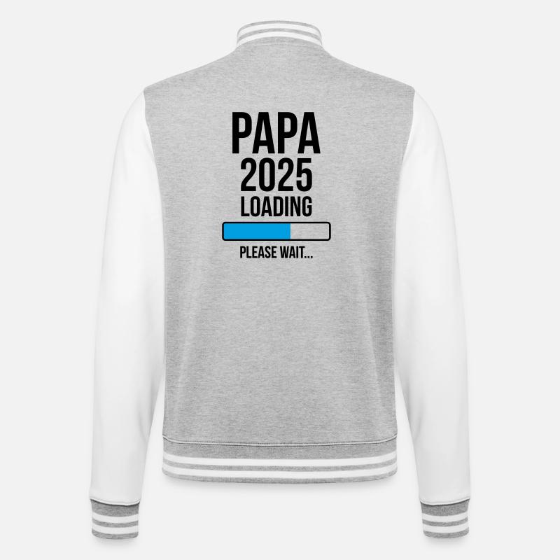 Papa 2025 Loading Please wait... - College Sweat Jacket - heather grey/white