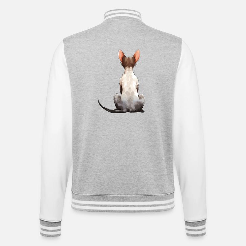 Cornish Rex - College-Sweatjacke - Grau meliert/Weiß