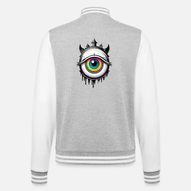 Oeil avec cornes - Veste Teddy - gris chiné / blanc