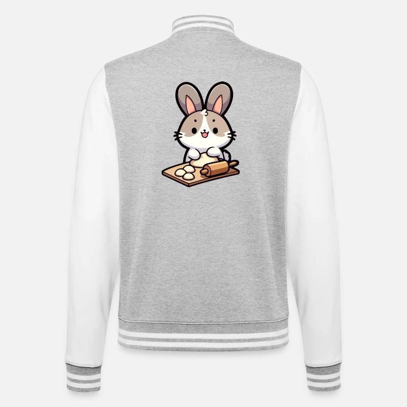 Bunny Baker: The Dough Delighter - College Sweat Jacket - heather grey/white
