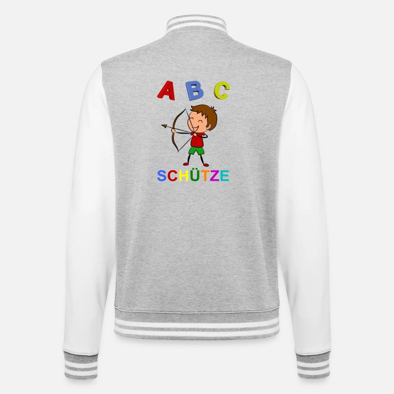 Kind Einschulung - College-Sweatjacke - Grau meliert/Weiß